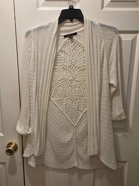 Fever Open-Front Crochet-Back Women's Sweater Cardigan
